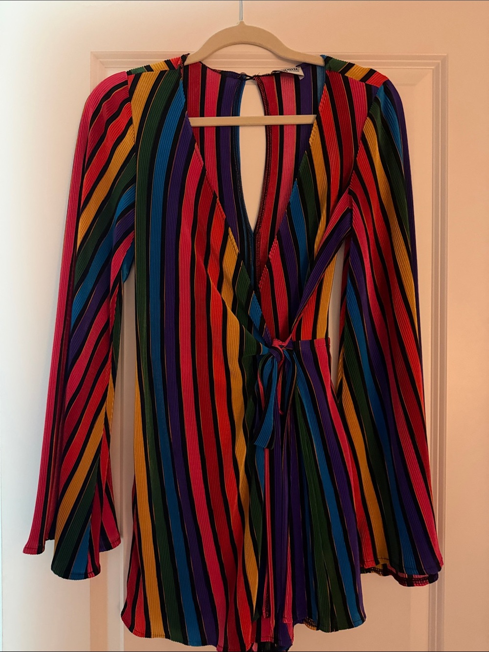 Show Me Your MuMu Rainbow Striped Wrap Tunic in Red, Yellow, Blue, Green, Purple